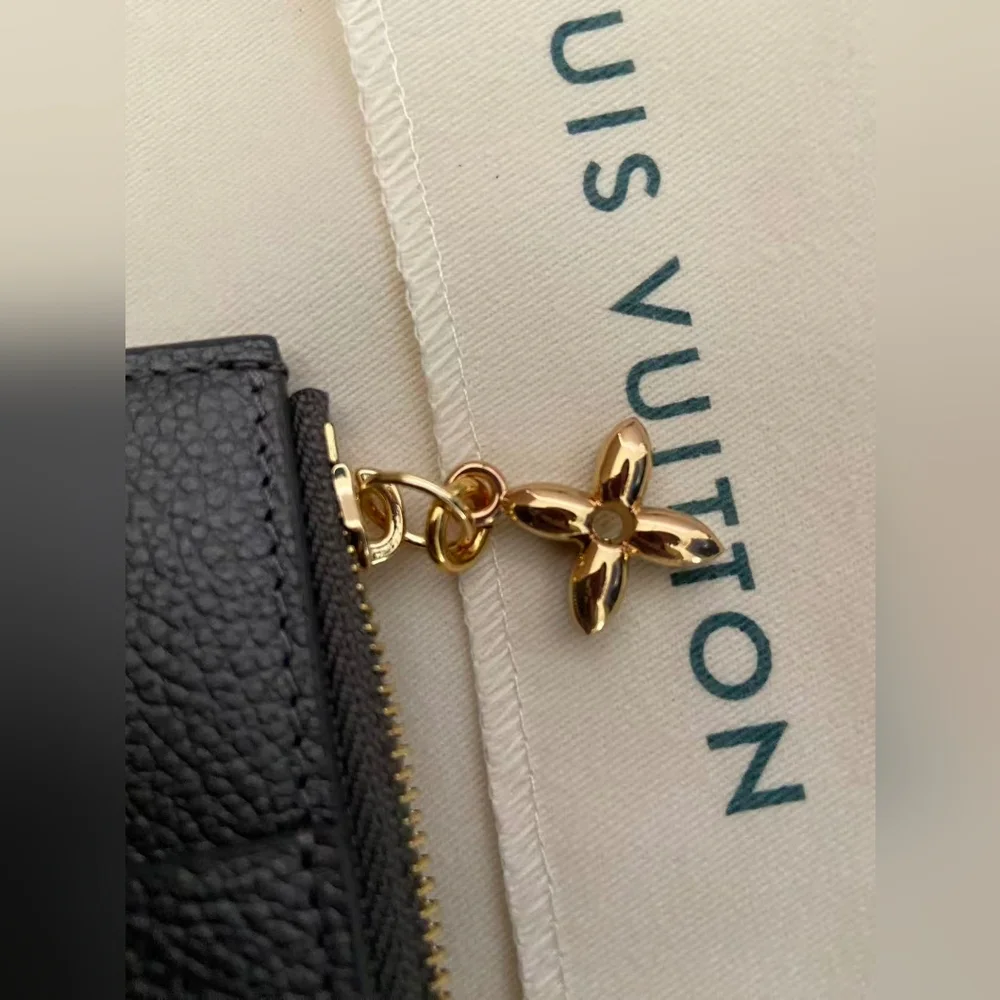 Louis Vuitton Black Embossed Monogram Compact Wallet with Gold Charm - Picture 8 of 11